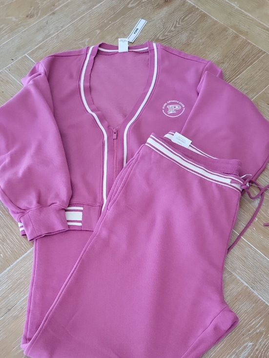 PINK Victoria's Secret Pants - PINK Victoria Secret 2 Pc. Matching Front Zip Cardigan & Flare Sweatpants XL NWT